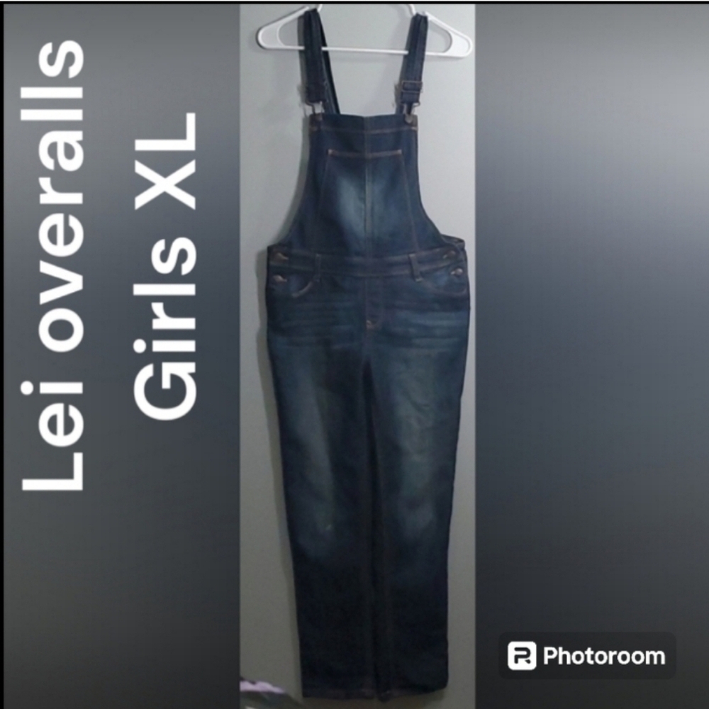 Overalls Jumpsuit Girls XL X-large Blue Unisex youth Kids blue Jeans Lei L.E.I.